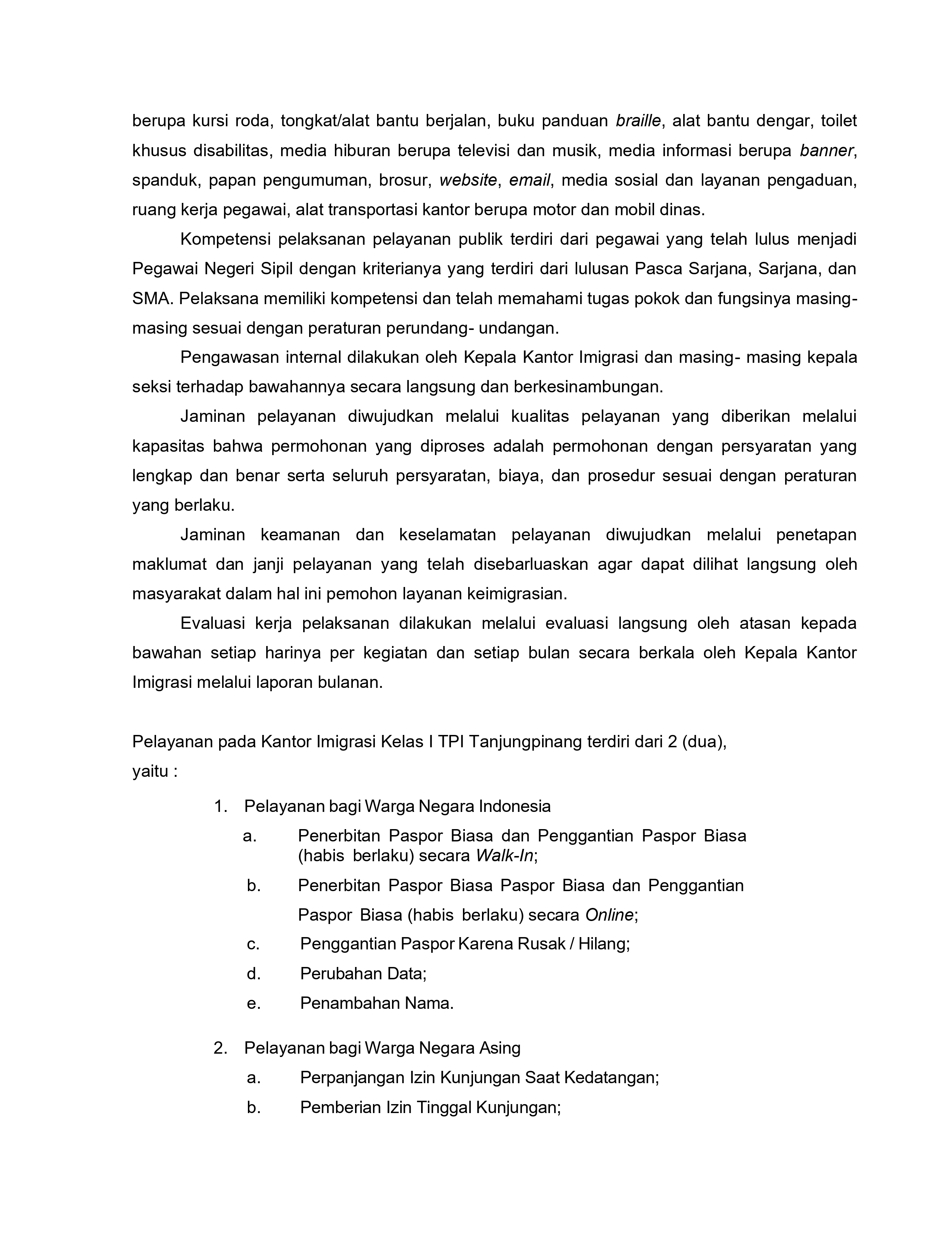 Standar Pelayanan terhadap seluruh jenis pelayanan yang diterbitkan oleh kepala satuan kerja dalam bentuk surat keputusan beserta lampiran 2026 page 0006